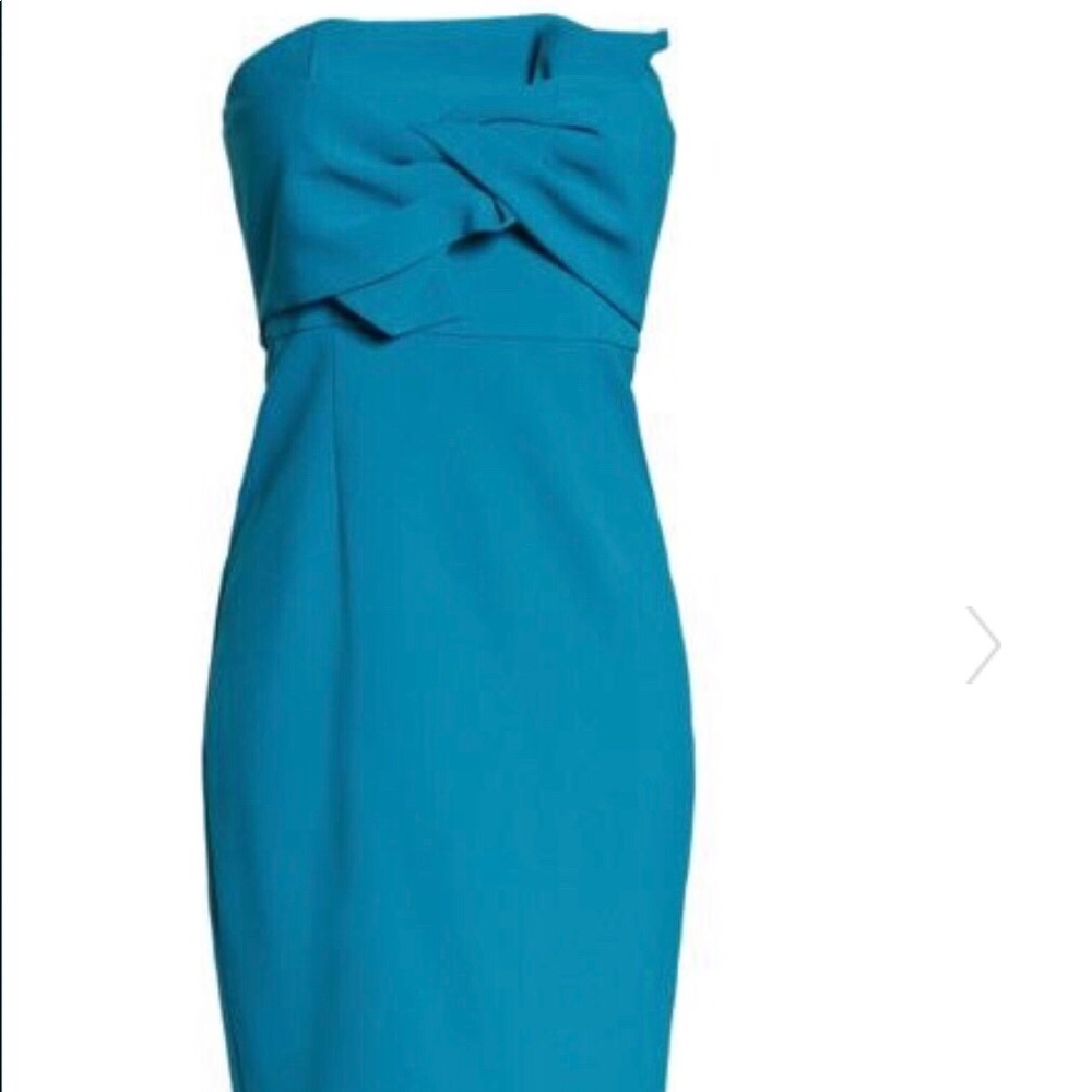 Chelsea28 Front bow strapless dress in blue